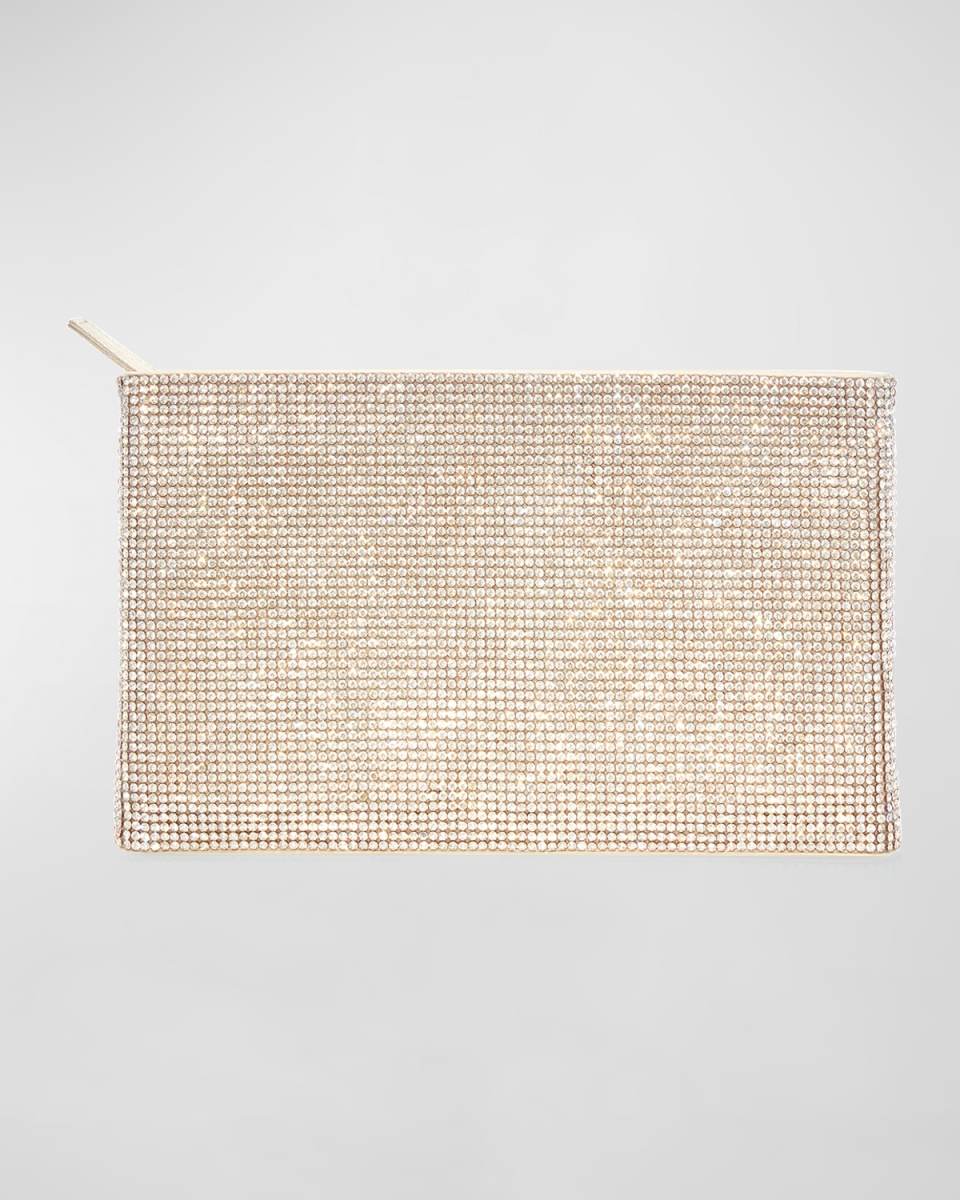 Allover Crystal Zip Pouch Clutch Bag